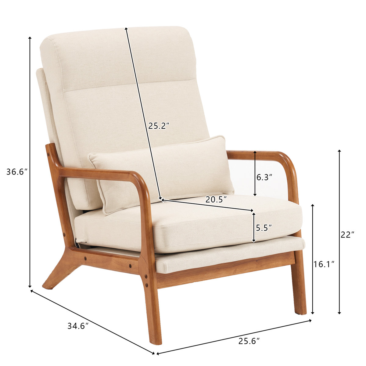 Lemley 25.6" Wide Armchair Solid Wood Accent Chair